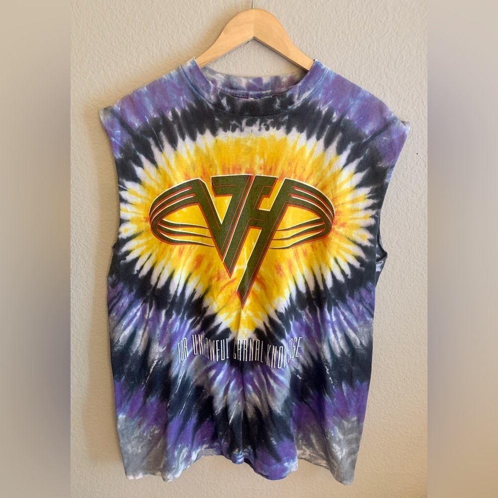 1991 Van Halen For Unlawful Carnal Knowledge Cut Off T-Shirt Purple TieD…